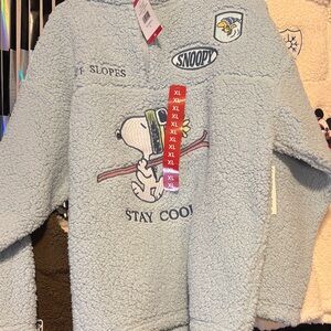 Snoopy 'Stay Cool' Light Blue Sherpa Pullover Sweater
